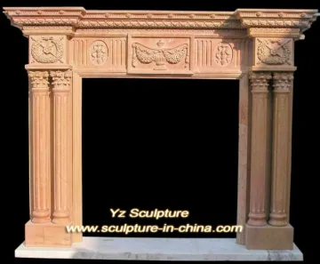 Decoration Yellow Colored Stone Fireplaces