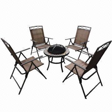 5-piece Slate Fire Pit Set, Includes Steel Mesh Cover