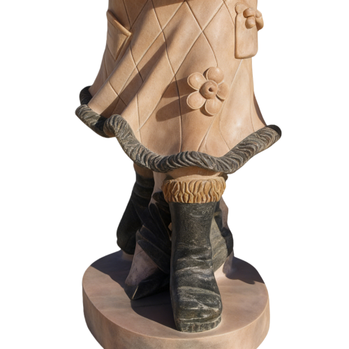 Polychrome Marble Statue of a Boy with Ornament