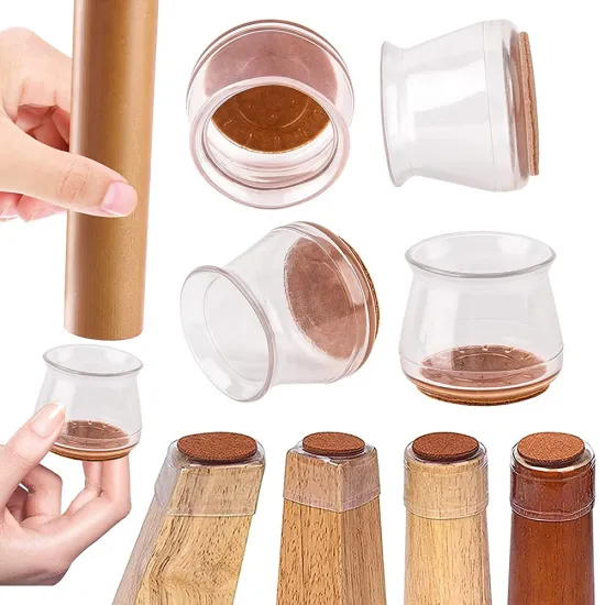 Non-Slip Chair Leg Floor Protectors and Transparent Chair Leg Covers for Furniture