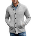 Mens Stand Collar Cardigan Sweater