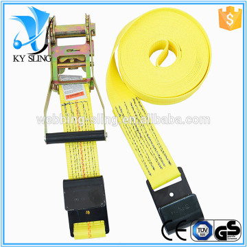 Cargo Lashing Belt Ratchet Strap with Black Flat Hook