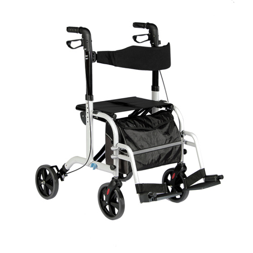 2 in 1 Medical Rolling Walker Aluminum Transport Chair & Mobility Rollator Manufactory