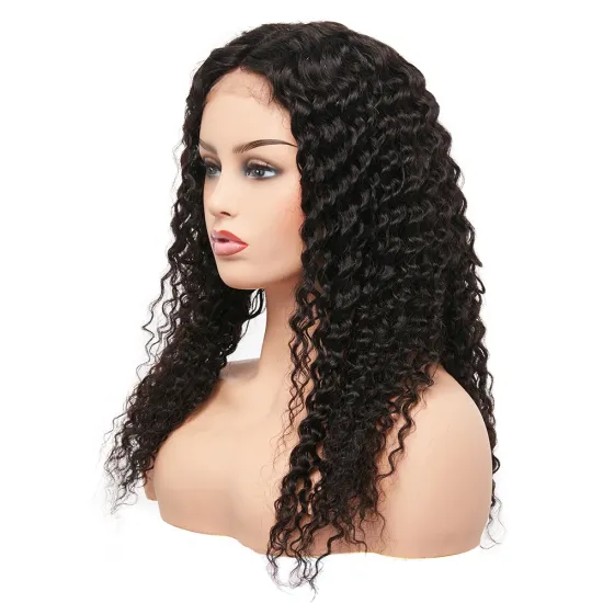 100% Wholesale Unprocessed Virgin 4*4 Human Hair Pre Plucked Kinky Curl Lace Closure Wig