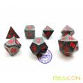 Metallic 7pcs DUNGEONS AND DRAGONS Dice Set, Metal RPG Game Dice With Red Numbers, Metallic 7pcs Polyhedral Dice Set