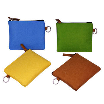 Coin purse, made of felt, measures 12x14cm, customized designs are accepted