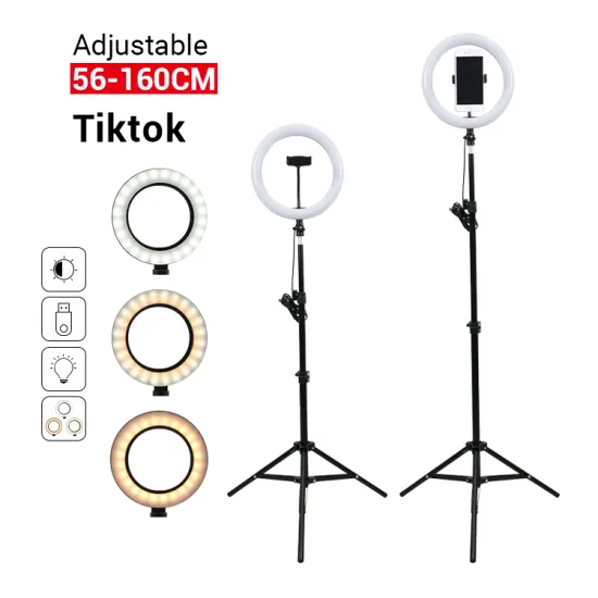 2.1M Tripod Stand with 10 Inch Ring Light for Live Streaming