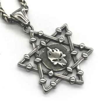 Yiwu Aceon Stainless Steel Punk Vintage Jewish Star of David Skull Pendant