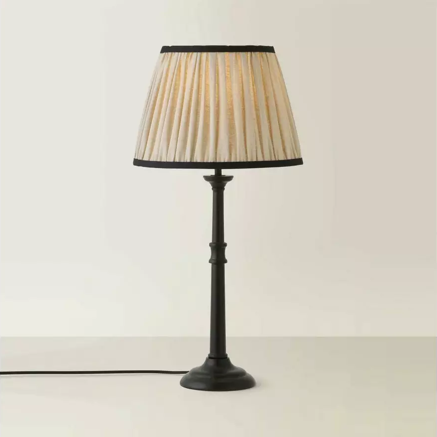 Clara Black Pleated Linen Table Lamp Custom Height (5)