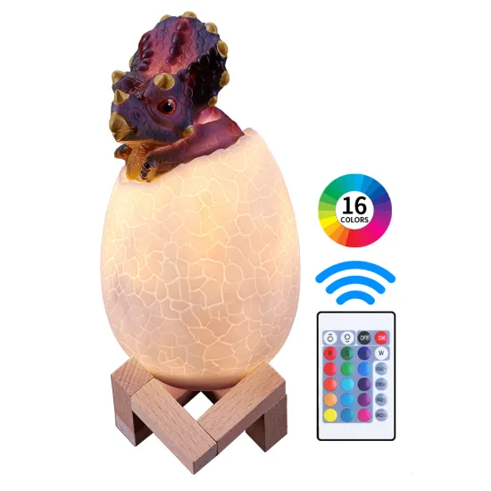 16 Colors Dinosaur 3D Printing Egg Night Lamp - 4 Models Kids LED Night Light