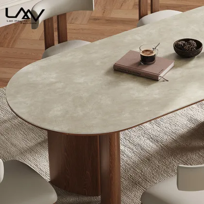 Nordic Retro Design Luxury Hotel Wooden Dining Set