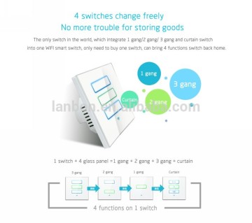 LANBON new smart wireless WIFI switch with unique DIP design,four switches change freely.