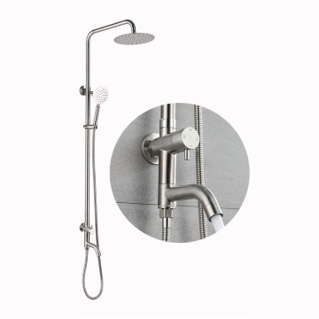 OEM Economical Single Cold Wall Mount Shower Set Stainless Steel Brushed Rainfall Sprinkler