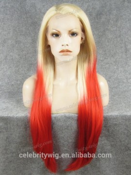 30 inch silky straight ombre 2 tone color for hair lace front wig synthetic wig