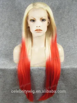 30 inch silky straight ombre 2 tone color for hair lace front wig synthetic wig