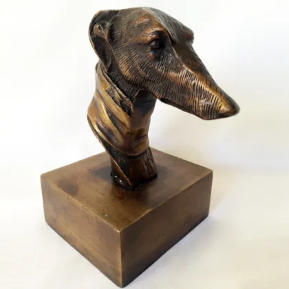 Metal casting life size desktop bronze wolf head sculpture