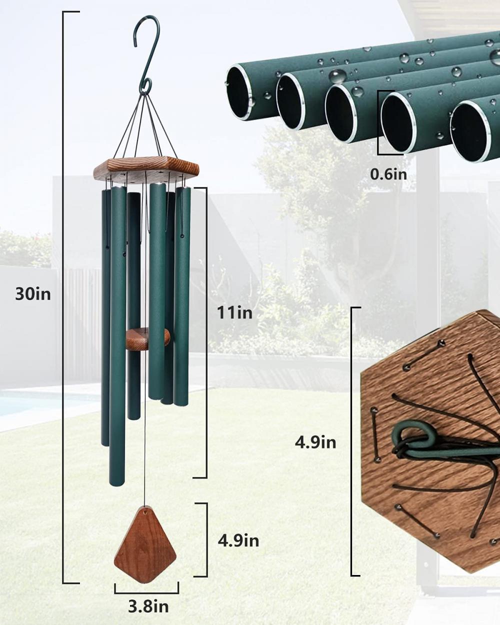 Chimes de viento conmemorativo con gancho