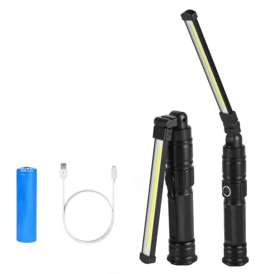 USB Rechargeable Work Light: Ultra-Bright LED Flashlight with Magnetic Base, 5 Lighting Modes, and Foldable Design for Car Repair