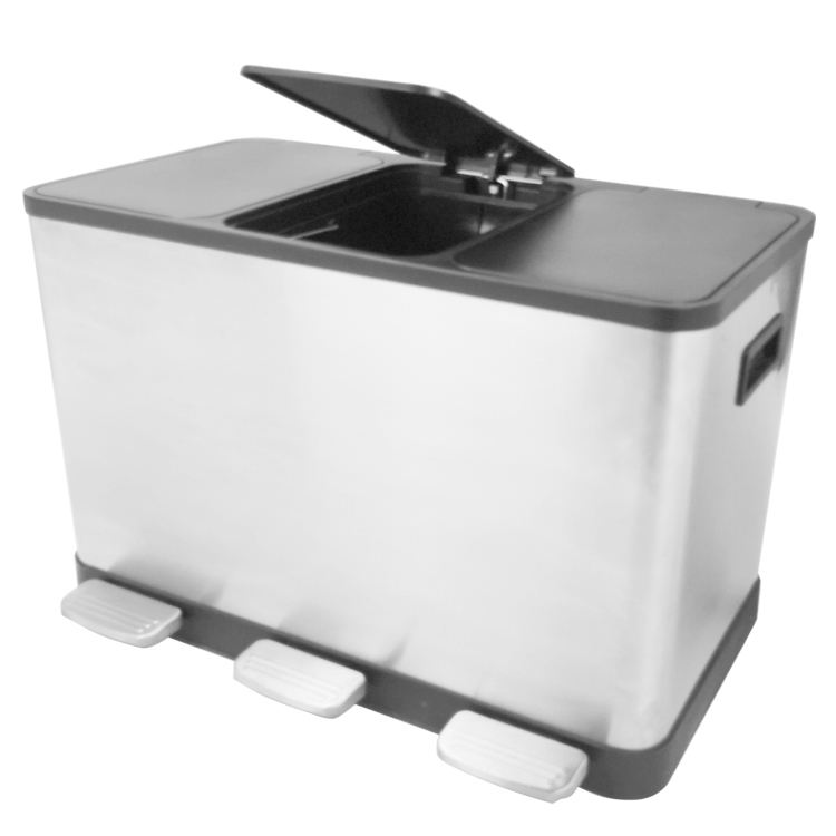 white 3 compartment trash can