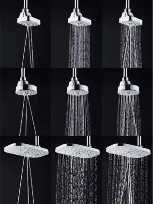 Round Rainfall 8 inch & 3 Functional Mist ECO Shower Head Set