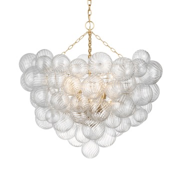 Modern Luxury Chandeliers Spiral-textured glass orb pendant gold chandelier Manufactory