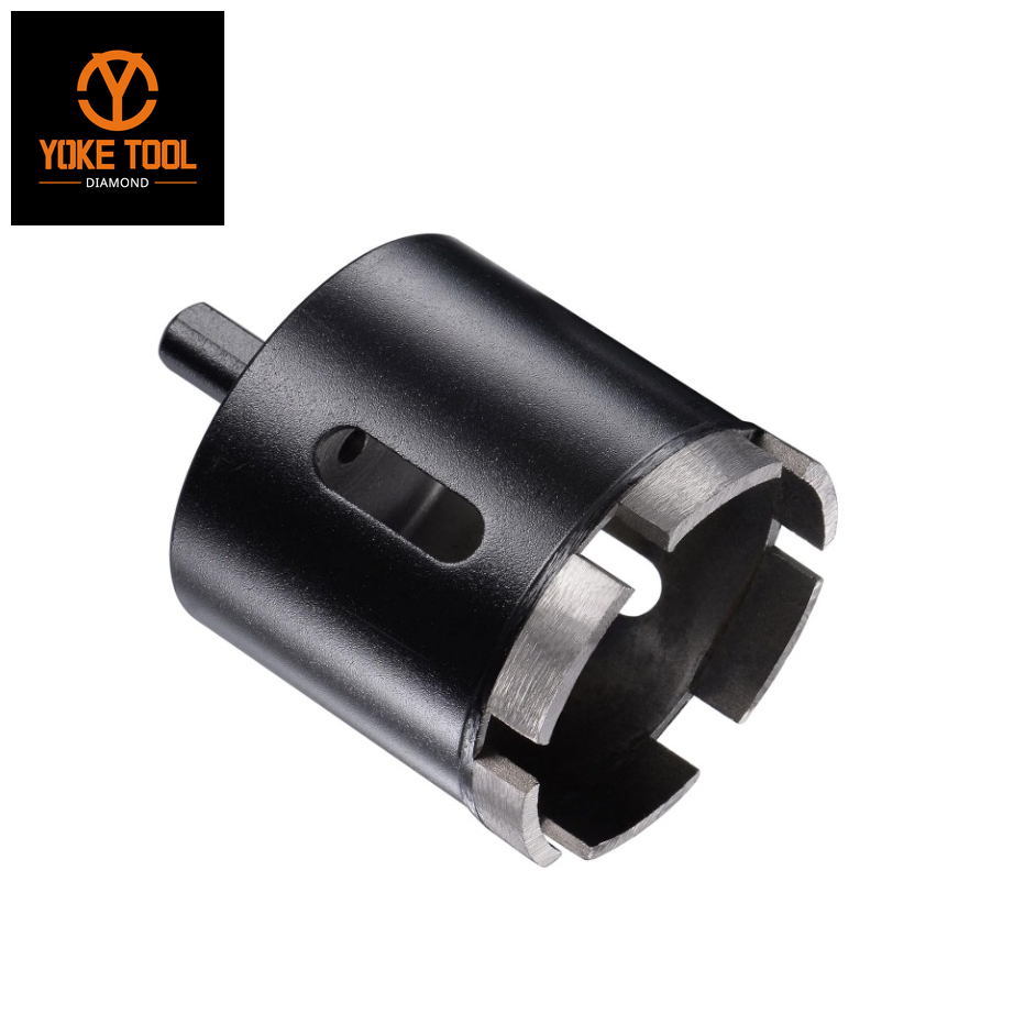 Diamond Core Drill Bit, 60mm Dia Triangle Shank, Tiles Stones Marble Concrete DryWet Hole Saws Black (5)
