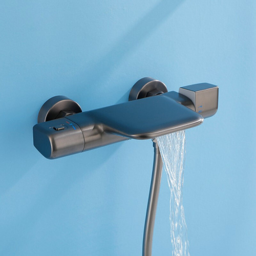 Gun Grey two-function waterfall faucet bathroom shower set