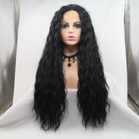 Vigorous mono long premium high quality afro kinky curly wholesale black women synthetic hair wigs lace front
