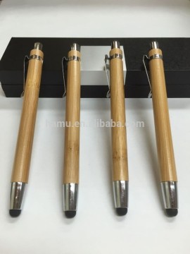 high quality and good design touch screen wooden pen with sliver clip