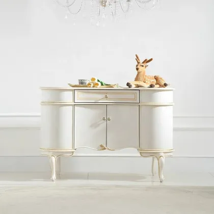 French Pastoral Style Wooden Sideboard Table with Storage for Living Rooms