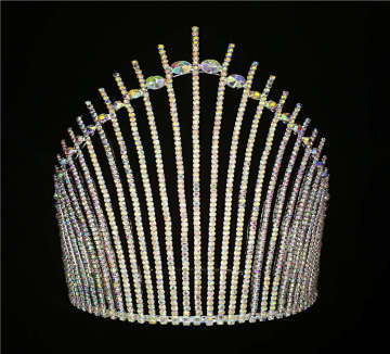 Handmade AB Rhinestone Tiara Pageants King Crown