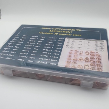 Copper Washer Set Kit - 568 Pcs 30 Sizes M5-M28 with Plastic Box