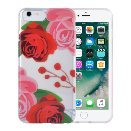 Red Rose Background Half Transparent Phone Case for IMD iPhone 6S Case