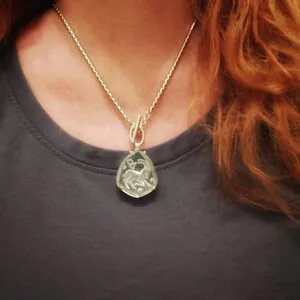 Capricorn Vintage Rare German Intaglio Glass Zodiac Pendant