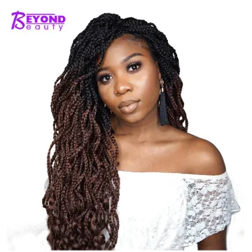 New Long Wavy Crochet Box Braids Hair Ombre Blonde Black Grey Red colors Curly Box Braids Crochet Hair Synthetic Braiding Hair