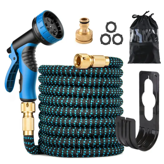 Zhixin 100ft Lightweight Expandable Garden Hose with 10 Function Nozzle and Durable 4 Layers Latex Inner Core