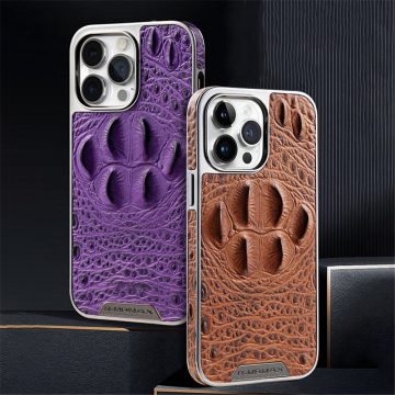 Luxury Personalized Crocodile Claw Leather Case for iPhone 15/14/13 Pro Max