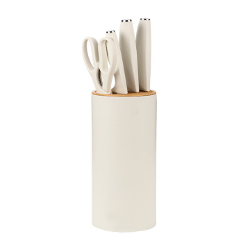5-Piece White Stainless Steel Kitchen Knife Set with Universal Knife Block Holder: Perfect Christmas Gift 2023