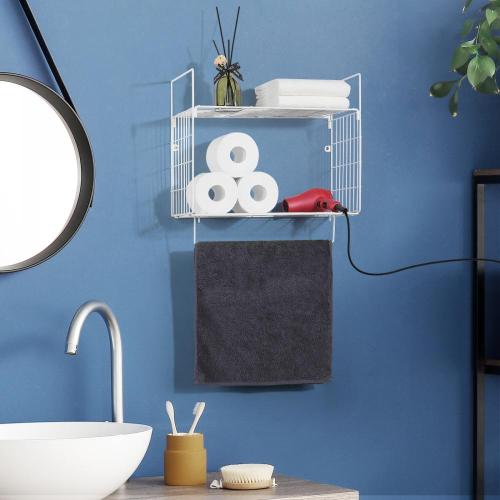 Wall Mounted Towel Rack With Shelf 2 Tier