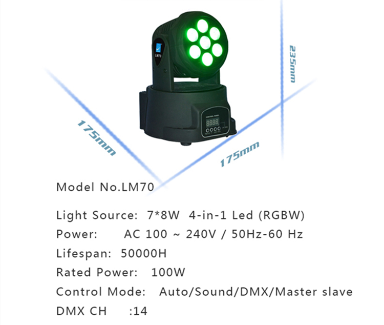 Rgbw 4 In 1 Mini Washing Light Lm70s Stage Led Light Moving Head Light ...