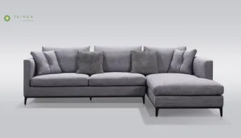 Fabric Cushion Corner Sofa With Metal Frame