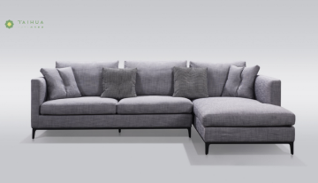 Fabric Cushion Corner Sofa With Metal Frame
