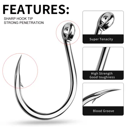 Factory Direct Price High Carbon Steel Fishing Hooks for Deep Ocean - Circle Squid & Grouper with Large Barb