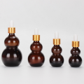 Gourd essential oil flat amber glass dropper bottles