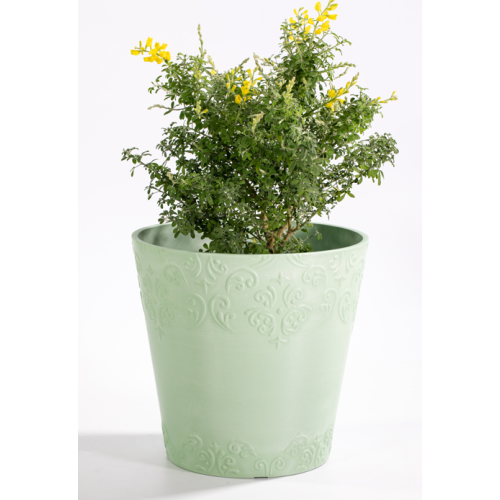 Contenedor de plantas ornamentales redondas en relieve