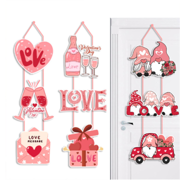 Valentine's Day Wooden Hanging Sign - Heart Door Wreath for Wedding and Home Decor