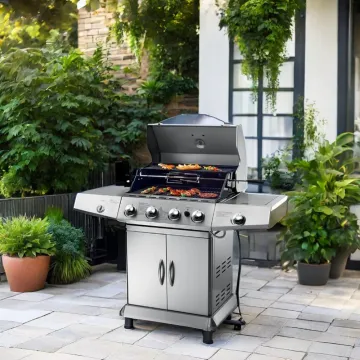 Commercial Kitchen Equipment Portable BBQ Charcoal Gas Grill Household Energy Saving Large 4+1 Burners Gas Grill for 5-10 Person