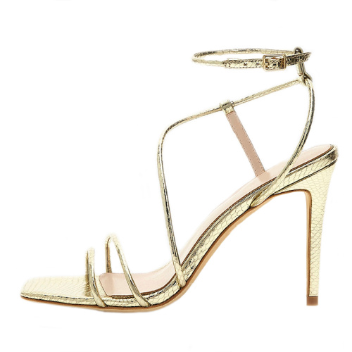 Snake print stiletto heel sandals