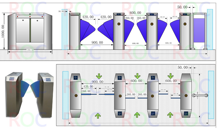 Automatic Security Full Height Flap Turnstile with CE