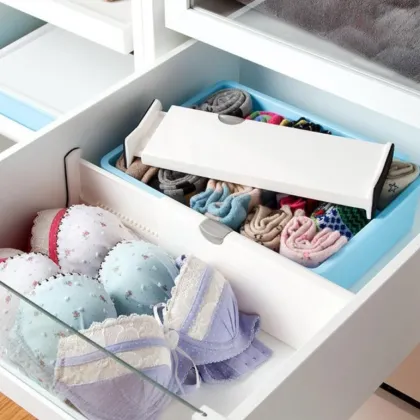 Expandable Plastic Underwear Dresser Cabinet Organizer